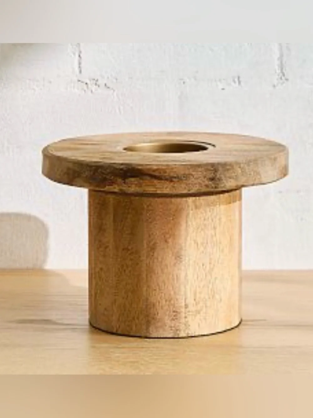 West Elm Ives Wood Flower Art Vase Home Decor Mango Wood NEW Rustic Artisan